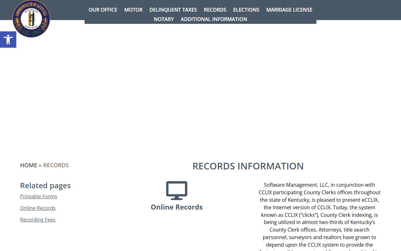 Bracken County Circuit Court Clerk comparison with County Clerk records page