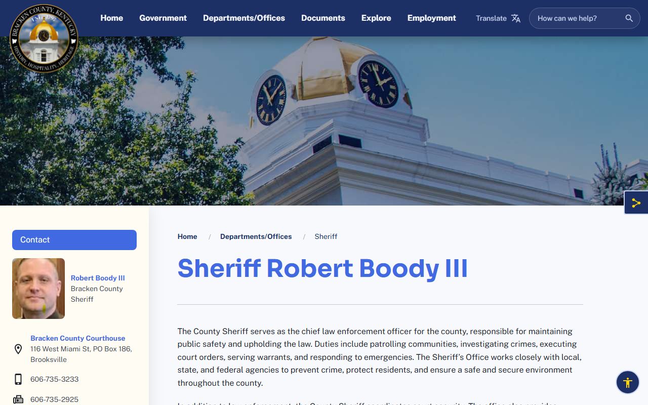 Bracken County arrest records official sheriff page
