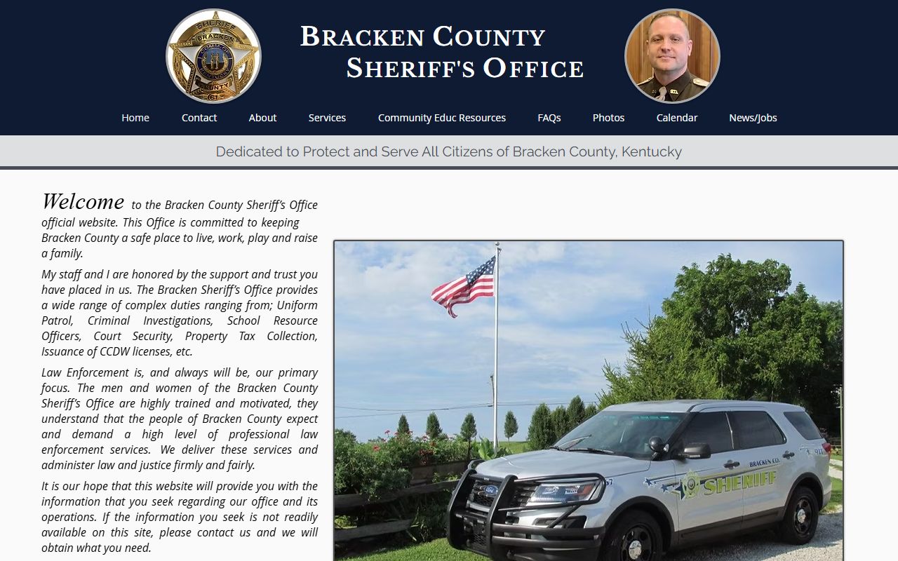 Bracken County arrest records Sheriff office website