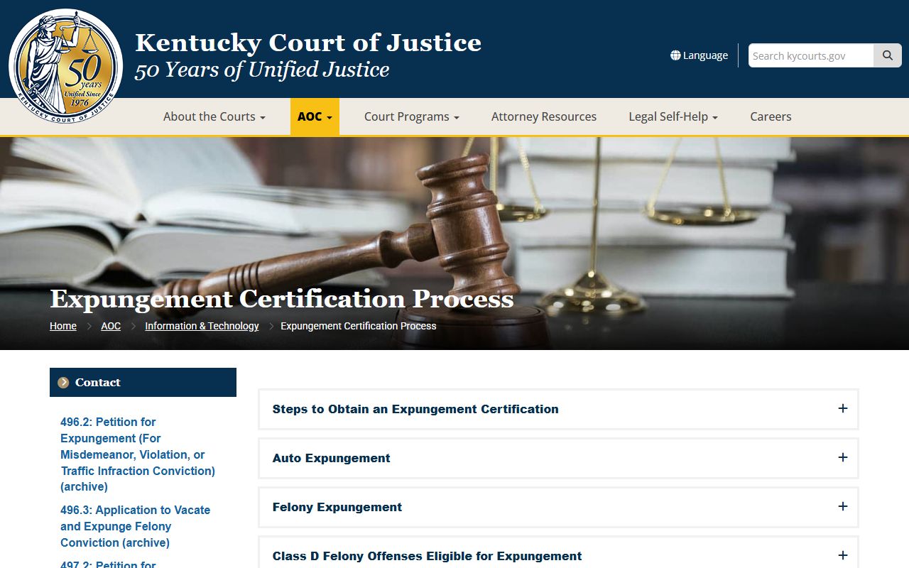 Bracken County court records expungement certification source