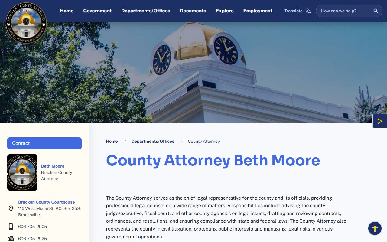 Bracken County criminal court records County Attorney Beth Moore source