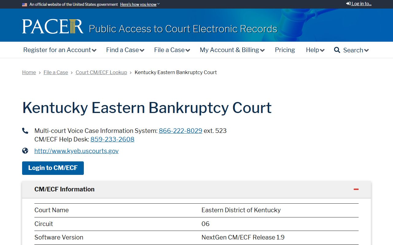 Bracken County traffic court records PACER Eastern District Bankruptcy lookup