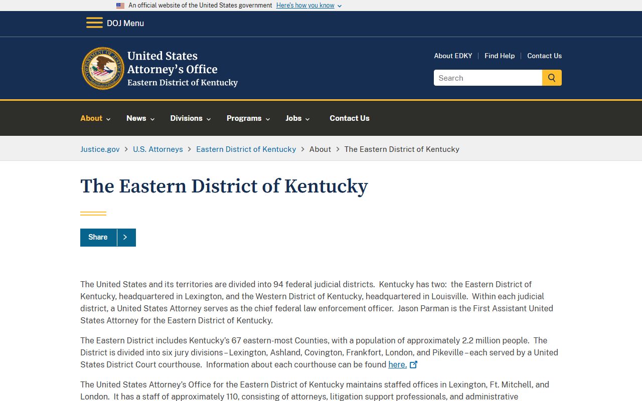 Bracken County traffic court records U.S. Attorney Eastern District of Kentucky source